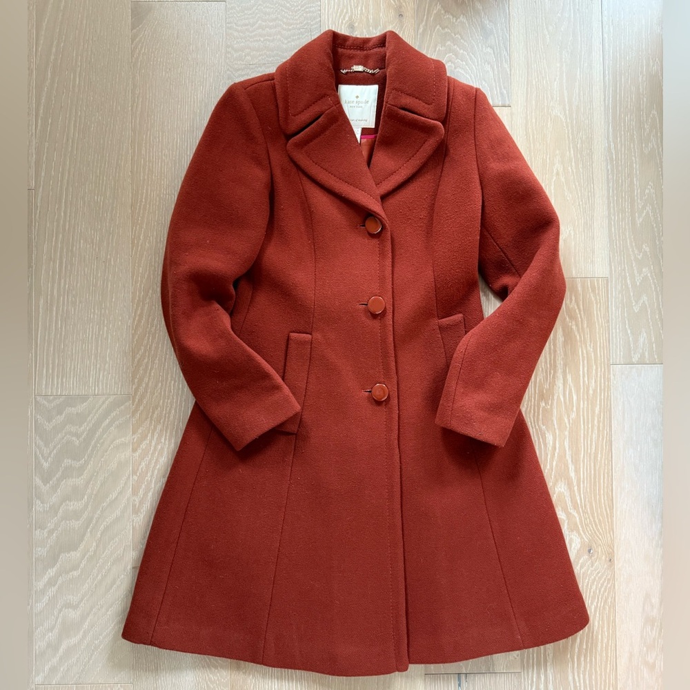 Kate Spade Jacket Burnt Orange Pea Coat